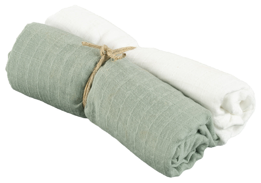 Muslinwrap 70x70 Grön, 2 Pack