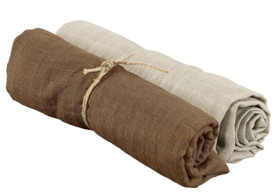 Muslinwrap 70x70 Sand/Tobacco, 2 Pack