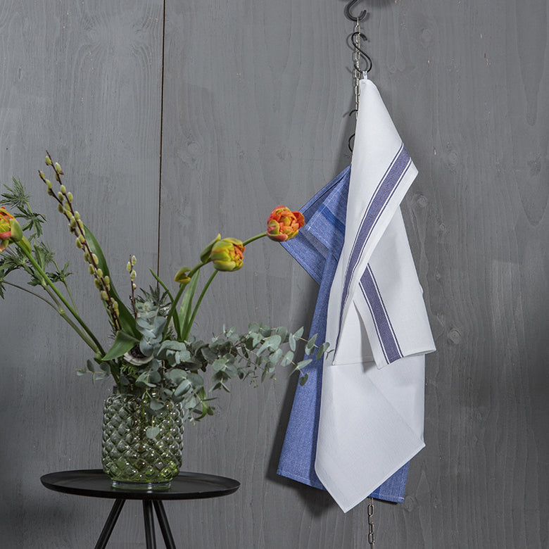 John Kökshandduk 50x70 cm Vit med Blå rand