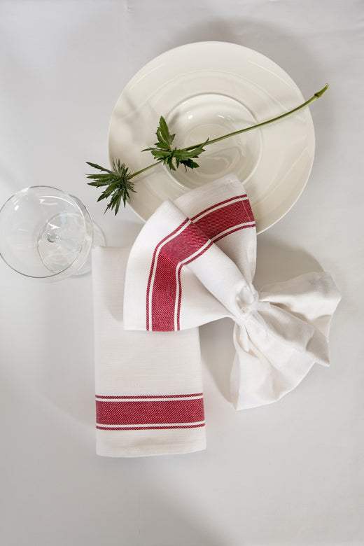 John Kökshandduk 50x70 cm Vit med Röd rand